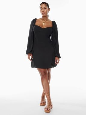 ARITZIA Wilfred Puff Sleeve  NOVELLA Mini Slit Is Dress Black Size 00